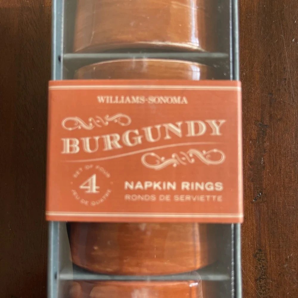 Williams Sonoma‎ Fall Napkin Rings Holders Set 4 Rustic Terracotta Farmhouse